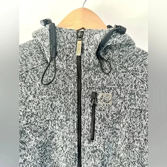 66 Degrees North‎ Vindur Grey Knit  Wool Blend Hooded Jacket Size Small - Picture 5 of 11